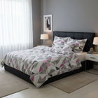 Pamutszatén ágyneműhuzat garnitúra - 3 db-os - Szürke/rózsaszín