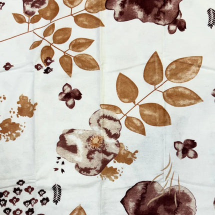 Flanel ágyneműhuzat garnitúra - 3 db-os - Bordó/bézs virágmintás