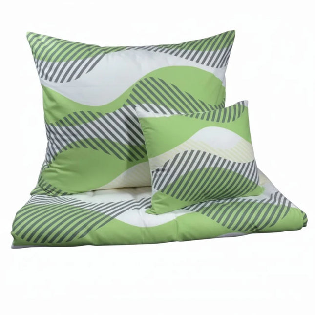 Flanel ágyneműhuzat garnitúra - 3 db-os - Zöld hullámos