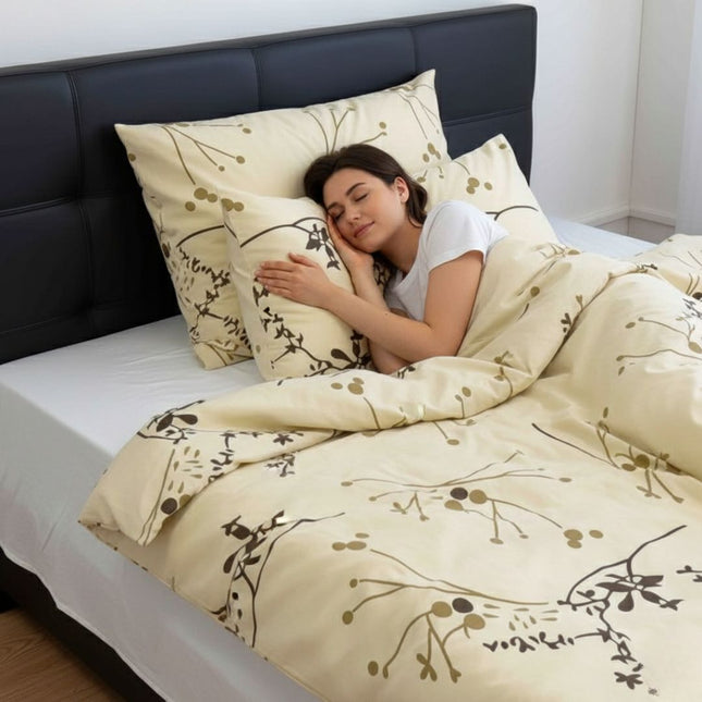 Pamut kispárnahuzat - Barna/bézs faágas