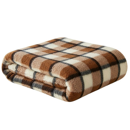 Kétoldalas barna kockás bárány gyapjú takaró