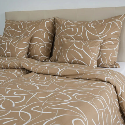 Pamut ágyneműhuzat garnitúra - Karamell fehér mintával