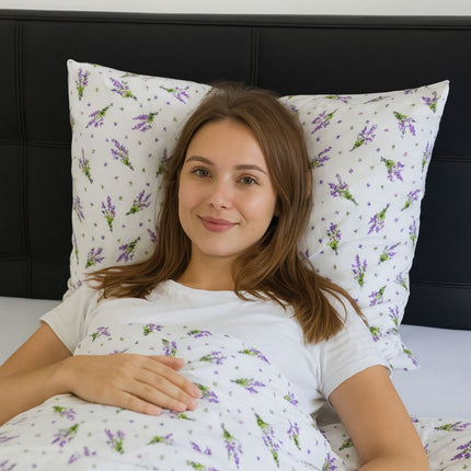 Pamut kispárnahuzat - Levendula csokor