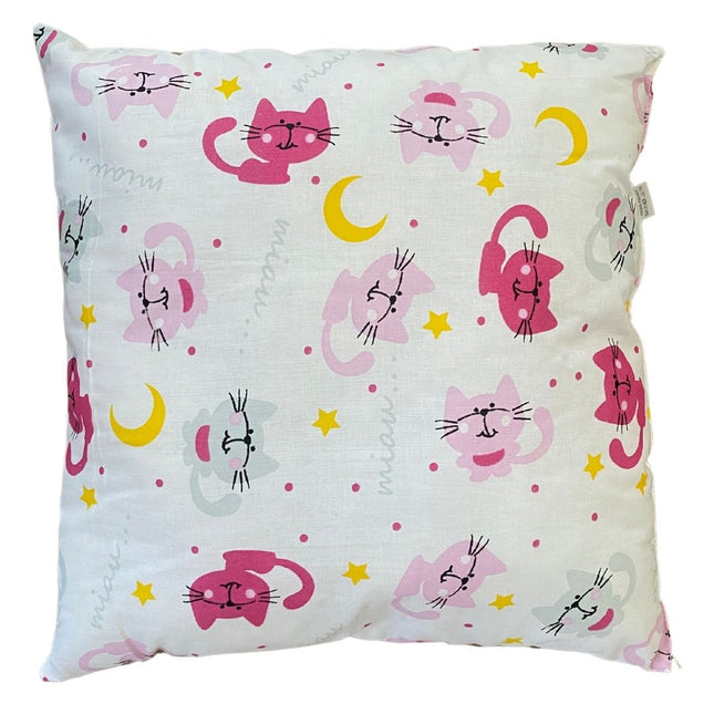 Rózsaszín cicás kispárna - 40x40 cm