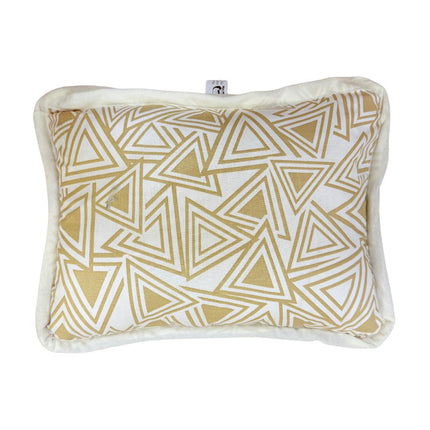 Egyoldalas barna kockás gyapjú arany-fehér mintás kispárna - 30x40 cm