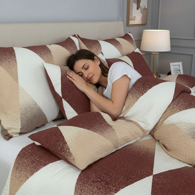 Krepp ágyneműhuzat garnitúra 3 db-os - Barna/bézs mintás