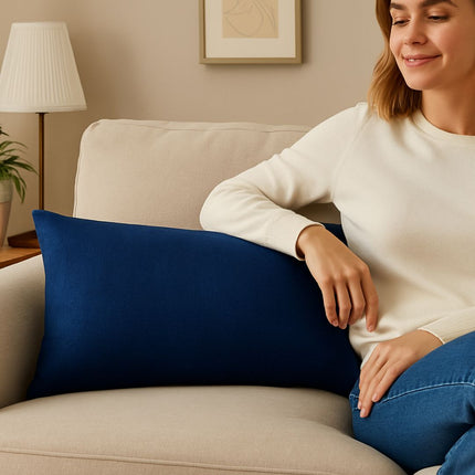 Sötétkék díszpárna - betéttel - 30x60 cm