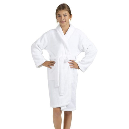 Hotel gyerek fehér frottír kapucnis köntös - 400 gr/m2 - csomagos