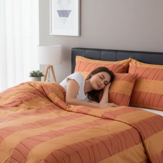 Pamutszatén ágyneműhuzat garnitúra - 3 db-os - Narancs