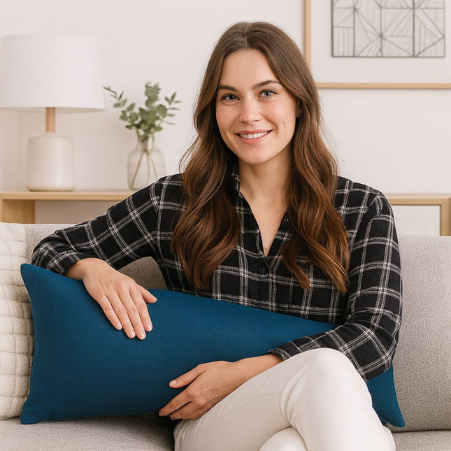 Türkiz díszpárna - betéttel - 30x60 cm