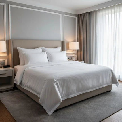 Szállodai 1 cm csíkos damaszt párnahuzat – 50% PAM - 50% PE - 140 gr/m2