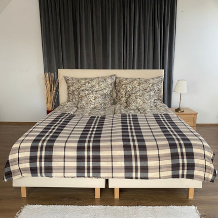 Barna/szürke kockás pléd - 150x200 cm