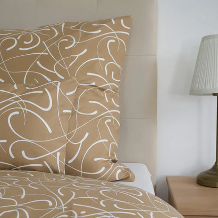 Pamut ágyneműhuzat garnitúra - Karamell fehér mintával