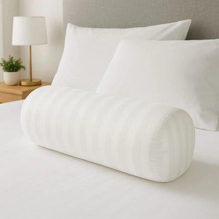 Szállodai 2 cm damaszt csíkos hengerpárna huzat - cipzáras - 140 gr/m2