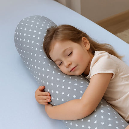 Nagy hengerpárna - szürke csillagmintás