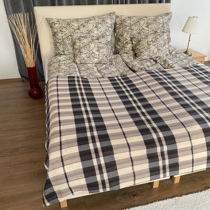 Barna/szürke kockás pléd - 150x200 cm