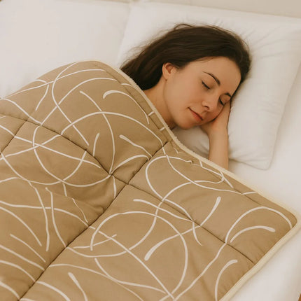 Merino Gyapjú-pamut téli paplan - Karamell fehér mintával