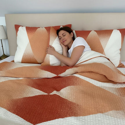 Krepp ágyneműhuzat garnitúra 3 db-os - Narancs/bézs mintás