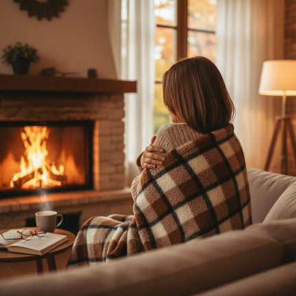 Kétoldalas barna kockás bárány gyapjú takaró