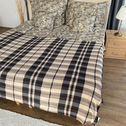 Barna/szürke kockás pléd - 150x200 cm