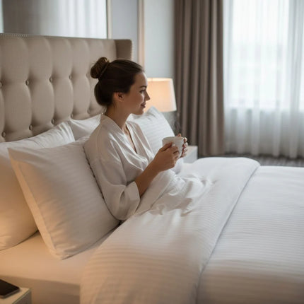 Szállodai 1 cm csíkos damaszt párnahuzat – 50% PAM - 50% PE - 140 gr/m2