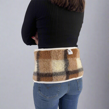 Gyapjú vesemelegítő - 25x75 cm - nagy - barna kockás