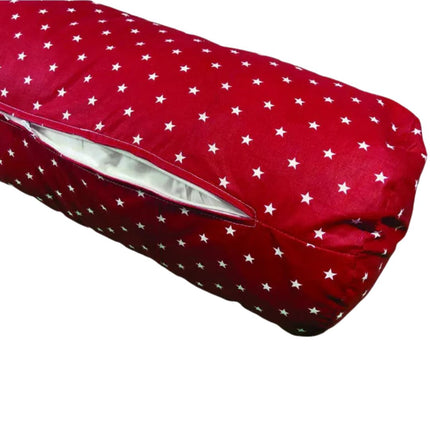 Nagy hengerpárna - piros csillagmintás