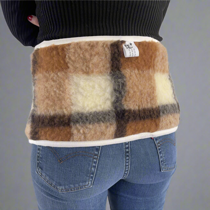 Gyapjú vesemelegítő - 25x75 cm - nagy - barna kockás