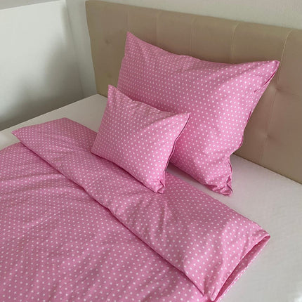 Pamut ágyneműhuzat garnitúra - 3 db-os - Rózsaszín csillagos