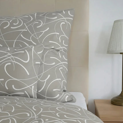 Pamut ágyneműhuzat garnitúra - Világos szürke fehér mintával