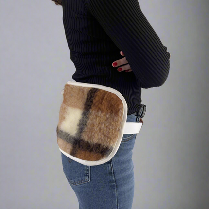 Gyapjú vesemelegítő - 25x75 cm - nagy - barna kockás