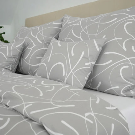 Pamut ágyneműhuzat garnitúra - Világos szürke fehér mintával