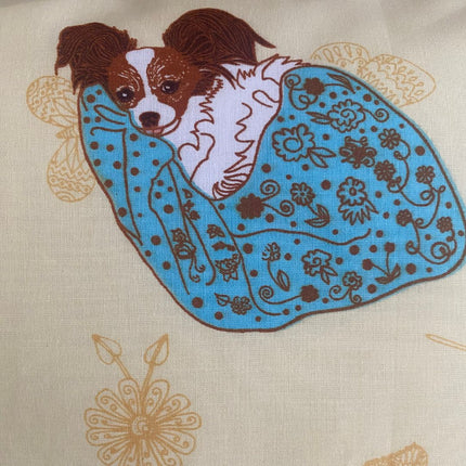 Pamut kispárnahuzat - Fekvő kutyás