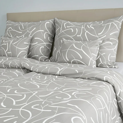 Pamut ágyneműhuzat garnitúra - Világos szürke fehér mintával
