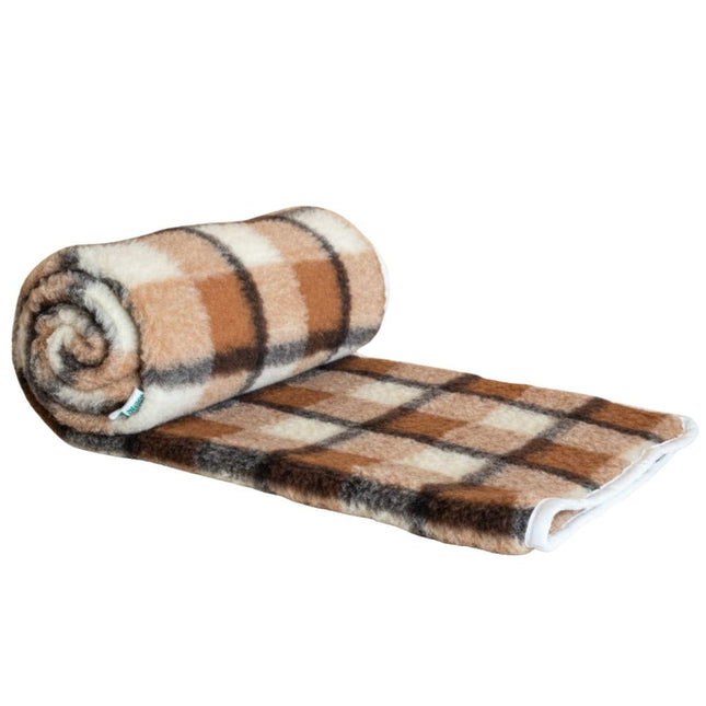 Kétoldalas barna kockás bárány gyapjú alsó takaró (derékalj)
