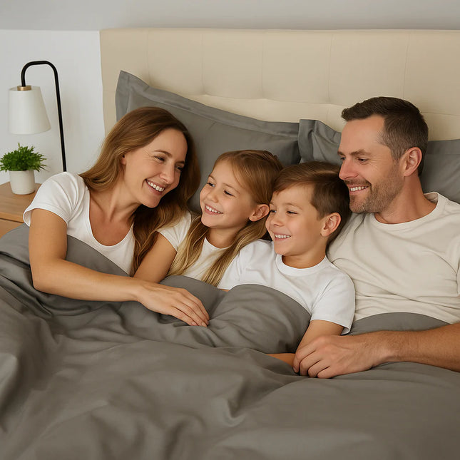 Pamutszatén ágyneműhuzat garnitúra angol széllel - 3 db-os - Acél szürke - TC 250