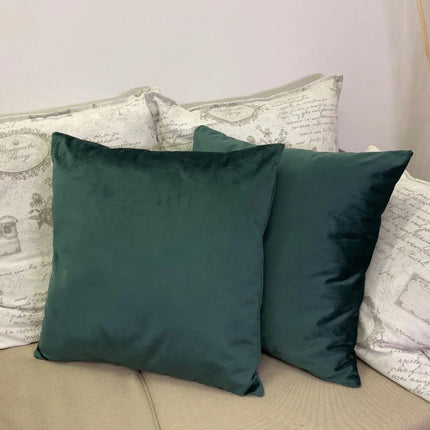 Mohazöld bársony díszpárna - betéttel - 45x45 cm