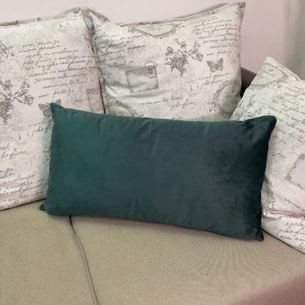 Mohazöld bársony díszpárna - betéttel - 2 db-os szett - téglalap és négyzet alakú