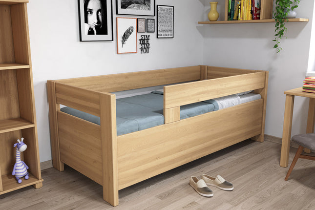 Ela bükk ágy két oldalfával és ágyneműtartóval