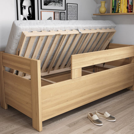 Ela bükk ágy két oldalfával és ágyneműtartóval