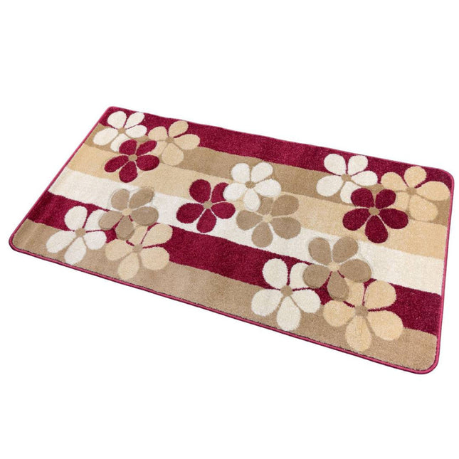 Bordó-Bézs virágos futószőnyeg