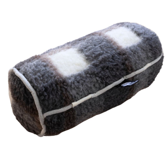 Kétoldalas szürke kockás bárány gyapjú hengerpárna