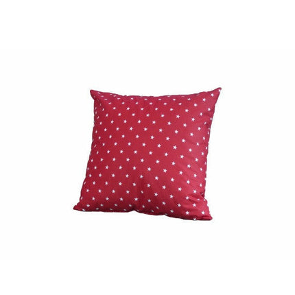 Csillagos piros díszpárna töltött - 40x40 cm