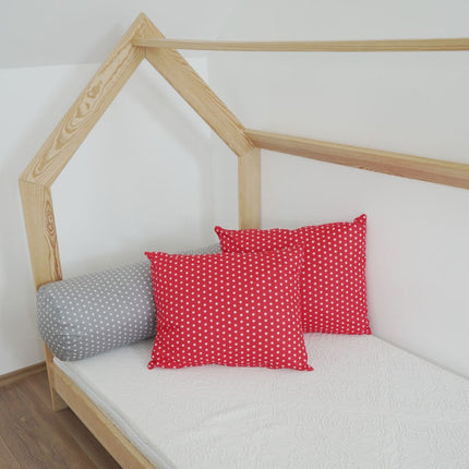 Piros csillag cipzáras párna, betéttel