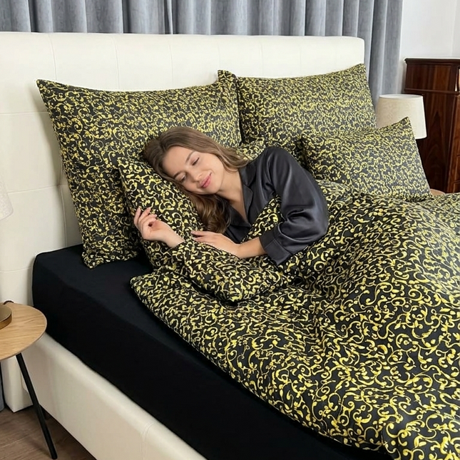 Pamut ágyneműhuzat garnitúra - Barokk arany-feketén