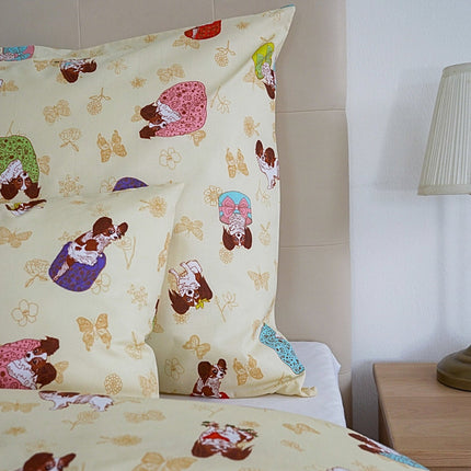 Pamut ágyneműhuzat garnitúra - Bézs kutyás mintával