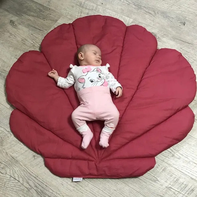 Kagyló gyerek játszószőnyeg és takaró - málna