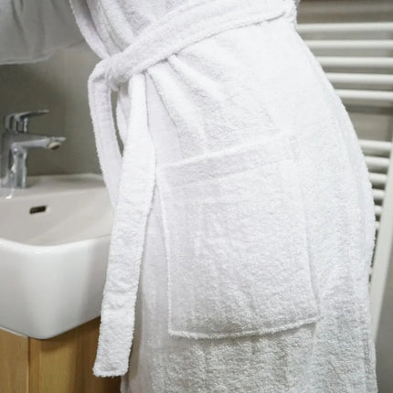 Hotel fehér frottír sálgalléros köntös - 400 gr/m2