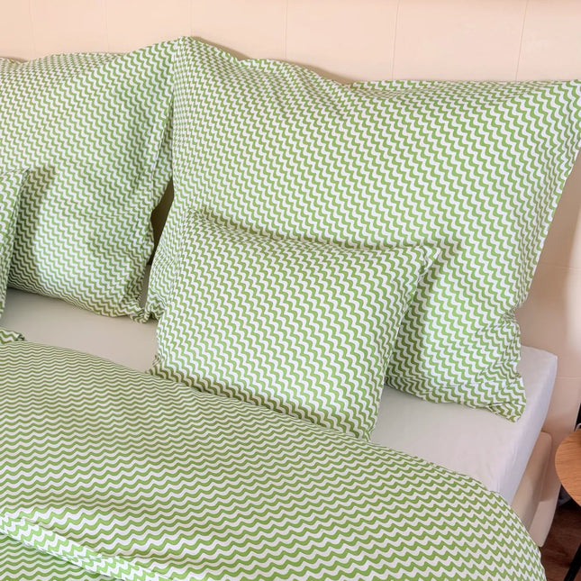 Pamut ágyneműhuzat garnitúra - Pisztácia hullám