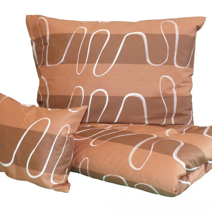 Szatén kispárnahuzat- Barna/Fehér hullám